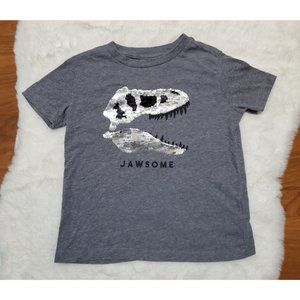 GUC XS 5 Old Navy Jawsome Trex Tyrannosaurus Rex Dinosaur Flip Sequin Shirt